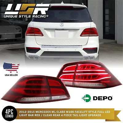 Real GLE Look Rear 4 Pieces LED Tail Lights For 2012-15 Mercedes W166 ML Class • $449.93