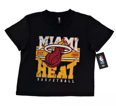 Miami Heat Youth Shirt Black T-shirt Distressed Graphics Team Logo - NEW • $21.88