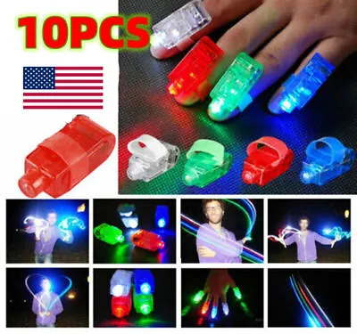 $4.36 • Buy 10x Light Up Finger Lights - LED Party Favor Laser Beam Rings For Party Raves
