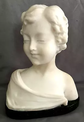 Beautifully Carved Marble Bust Young Man Boy Or Girl On Marble Base Antique • $225