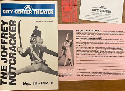Vintage Playbill The Joffrey Nutcracker 1990 City Center Theater W/Ticket Stub • $19.99