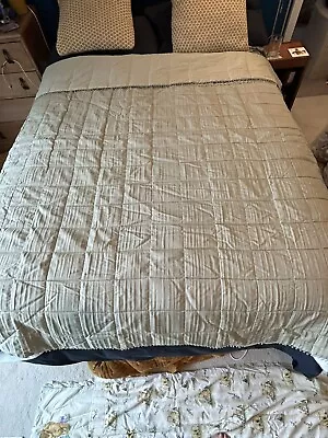 Mia Laura Ashley Quilted Bedspread  Green Throw 80”x75” King • £65