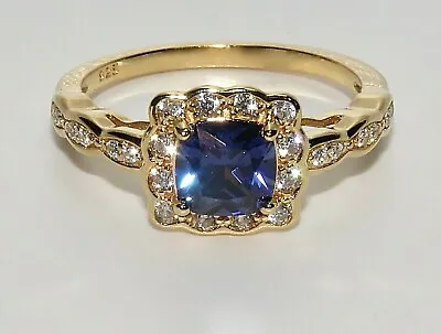 £25 • Buy 9ct Yellow Gold On Silver Tanzanite & Diamond Ring - ALL SIZES AVAILABLE