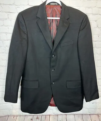 BACHRACH BLAZER Sports Coat SIZE 42 L-T 100% CASHMERE MADE IN CANADA Black • $52.65