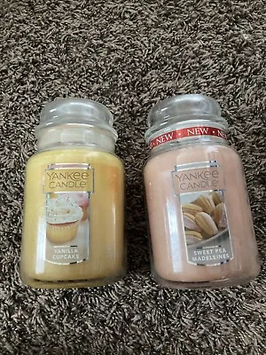 Yankee Candle Vanilla Cupcake 22 Oz Jar Candle And Sweet Pea Madeleines Lot Of 2 • £29.44