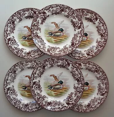 SET Of 6 Spode Woodland Dinner Plates Duck Mallard Thanksgiving Fall 10.5  NEW • $145