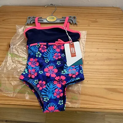 Zoggs Girls Classicback One Piece Swimsuit Floral Age 1 • £3