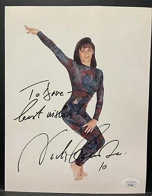 Nadia Comaneci Signed Autograph JSA 7.75  X 10  Photo Summer Olympics Perfect 10 • $39.99
