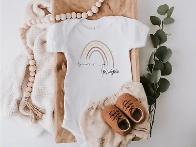 £9.95 • Buy Personalised Rainbow Baby Bodysuit Vest Grow Gift IVF Pregnancy Announcement 