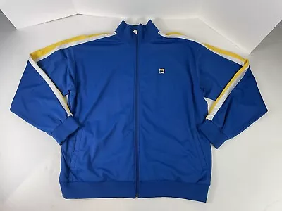 Vintage FILA 2XL Yellow/White Stripped Blue Track Jacket Men's Active Wear  • $25