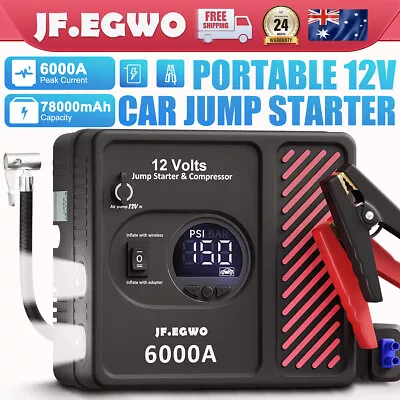 JFEGWO 78000mAh Jump Starter Air Compressor Power Bank Starting Battery Charger • $185.99