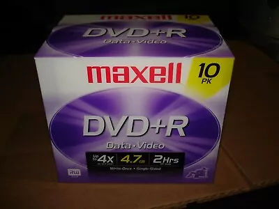 Maxell DVD+R 10PK 4.7GB 2 Hrs NEW Bin 439 Data Video  • $10.19