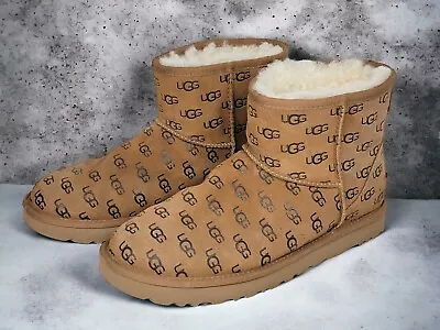 UGG Classic Mini II Chestnut Embossed Logo All Over Print AOP 1111550 - NWOT • $129.99