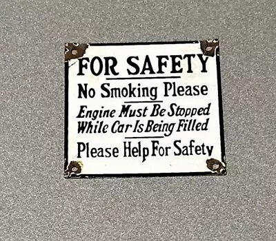 Vintage No Smoking Safety Porcelain Sign Car Gas Auto Oil • $47.99
