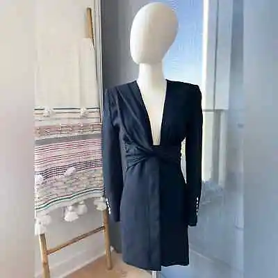 $118.97 • Buy Zara Black Deep V-Neck Mini Jacket Blazer Dress Women’s Size XS