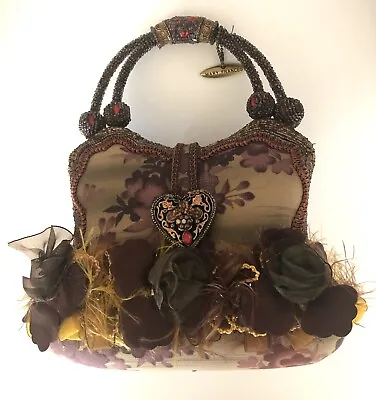 Mary Frances Brown Floral Beaded Handbag Purse - MAKE AN OFFER! • $85