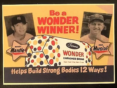 Mickey Mantle & Stan Musial Wonder Bread ACEO Advertising Promo Card  • $4.69