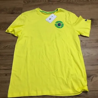 Nike Brazil Soccer '22 Voice Mens Shirt Dynamic Yellow Size XL DH7662-740 • $24.90