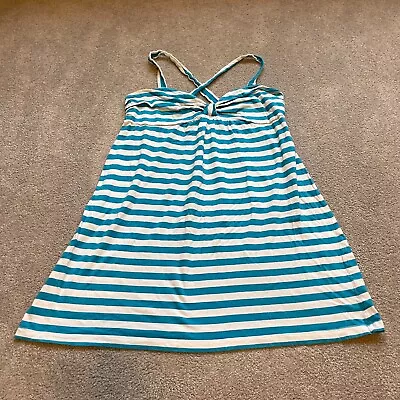 Victorias Secret PINK Dress Womens Medium Y2K Blue White Stripe Nautical Cotton • $19.99