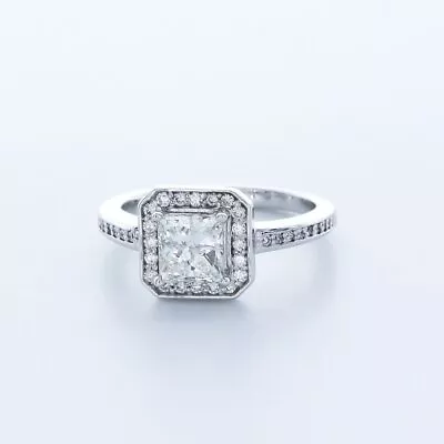 1.8CT Lab-Created Diamond E/VVS2 Princess Cut 14K White Gold Halo Accent Ring • $2568