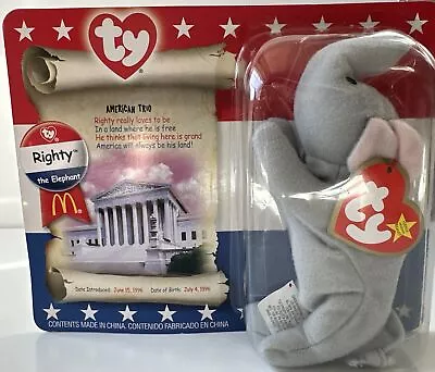 Ty Beanie Babies MINI RIGHTY THE ELEPHANT McDonald’s Vintage One Of 3 NIP Toy • $10