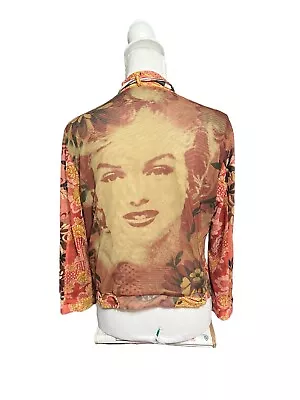 Desigual Marilyn Monroe Multicolor Long Sleeve Sheer Jacket Rare Size 44 • $85