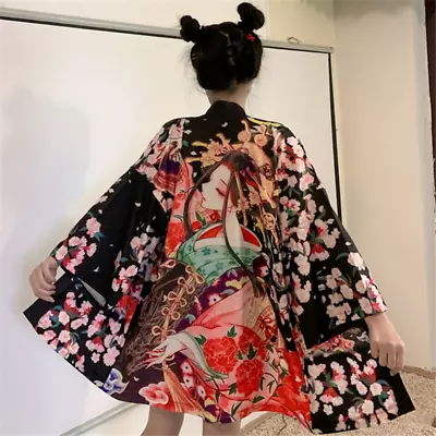 Japanese Women Kimono Jacket Cardigan Coat Yukata Loose Haori Unisex • $28.26