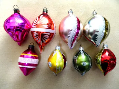 8 Assorted Vintage Glass CHRISTMAS ORNAMENTS Pointed End Holiday Home Decor • $19.99
