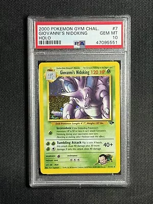 PSA 10 Giovanni's Nidoking Holo Rare 7/132 Unlimited Gym Challenge Pokemon TCG • $300