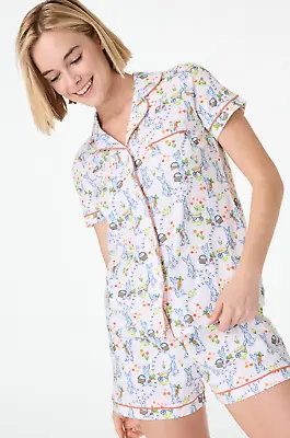 NEW NWT Roller Rabbit Hoppy Spring Polo Shorts Pajama Set PJ Easter Bunny S • $238