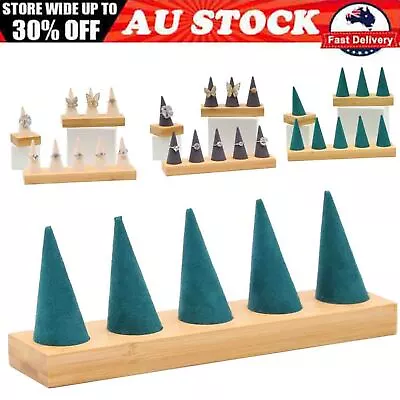 Ring Organizer Wooden Cone + Base Creative Ring Holder Jewelry Display Holder • $12.69