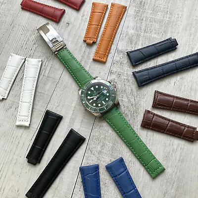 £26 • Buy  Genuine Leather Watch Strap Band 20mm For Rolex Daytona GMT Datejust Submariner