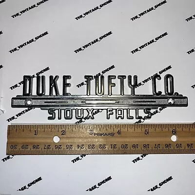 Vintage DUKE TUFTY CO. Sioux Falls Dealership Emblem Car Dealer Badge Metal Trim • $35