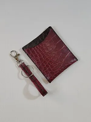 Men's Slim Vertical Card Case & Keyfob Red Alligator 1 Pocket Gator Th3 Bitten  • $99.68