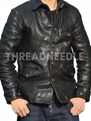 Men's Motorcycle Vintage Distressed Black Jacket Biker Cowhide Leather Jacket • $24.99