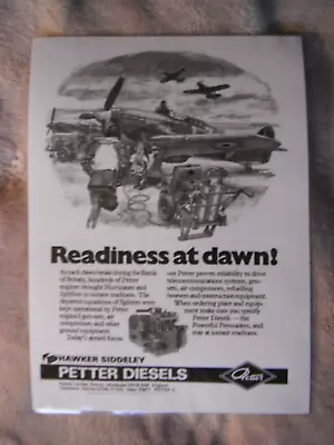 'readiness At Dawn' Old Petter  Diesel Engines Advert (laminated Photocopy) • £3.99