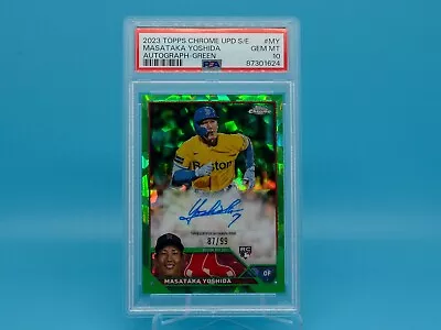 2023 Topps Chrome Sapphire Update Green MASATAKA YOSHIDA RC Auto /99 PSA 10 • $250