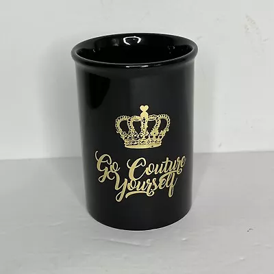 Juicy Couture Go Couture Yourself Black Ceramic Makeup Brush Holder Cup 5  Tall • $19.95