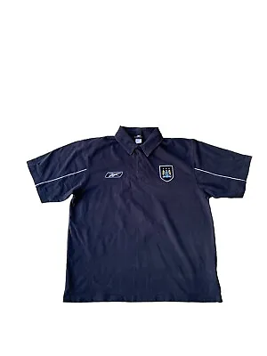 Reebok Manchester City Polo Shirt Mens XL Blue Short Sleeves Retro • £27.99