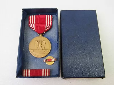 WW2 II US Army Good Conduct Medal Ribbon Bar And Tie Tack In Original Box • $21.95