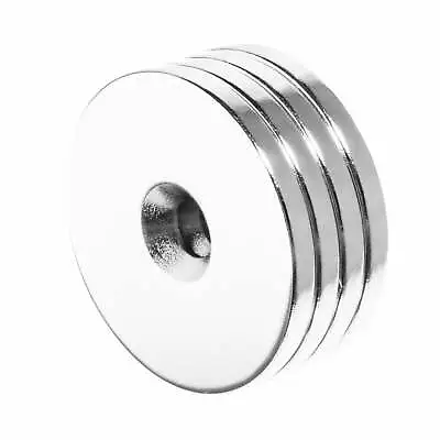 1.25 X 1/8 Inch Neodymium Rare Earth Countersunk Ring Magnets N52 (4 Pack) • $17.99
