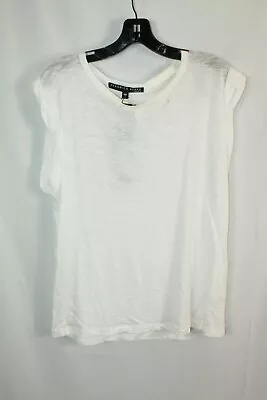 Veronica Beard Dree Womens White Muscle Cap Sleeve T-Shirt #L $118 • $27.99