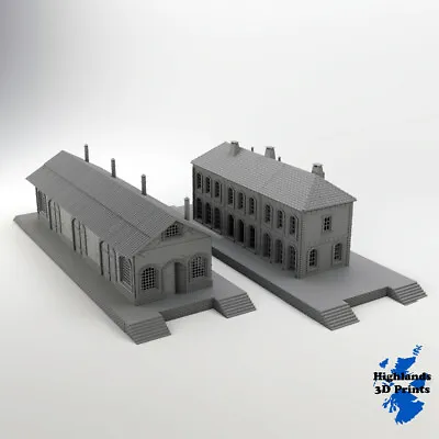 Train Station And Shed 28mm 1:64 WW2 Building Terrain Tabletop Gaming 3D Print • £97.99