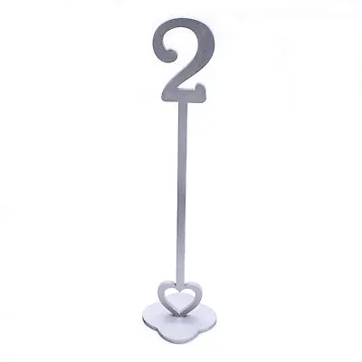 Wood Table Number Sticks With Heart Stand 20cm Tall - Wedding Party Silver MDF • £7.60