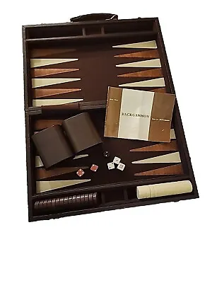 VINTAGE AUTHENTIC BACKGAMMON SET UNIQUE Wicker Instruction Book Dice • $30