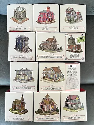 Lot Of 10 Liberty Falls Miniature Houses Buildings Town Homes Village Collection • $41.42