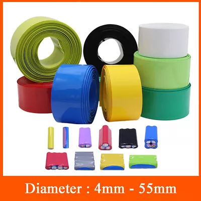 Battery Wraps Heat Shrink Tube Tubing Wrap PVC Sleeves Multicolor Width 7mm-85mm • $1.85