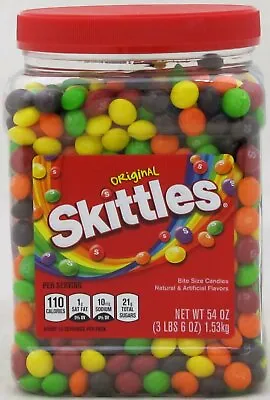 $19.99 • Buy Skittles Original Fruit Candy 54 Oz Tub Bulk Vending Candies OVER 3 LBS Assorted