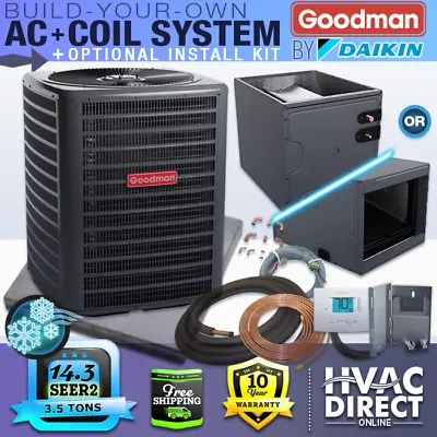 3.5 Ton Goodman 14.3 SEER2 Central Air Conditioner Condenser & Coil AC System • $2770.20