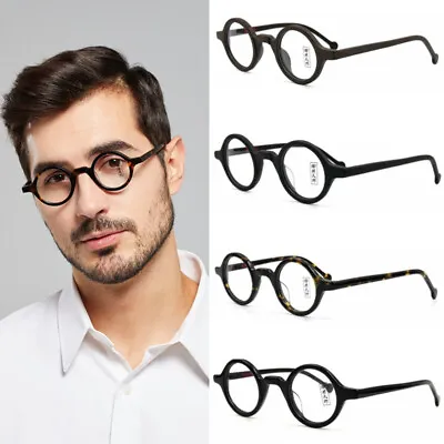 38mm Small Round Vintage Eyeglass Frames Acetate Rx-able Spectacles Glasses • $33.29